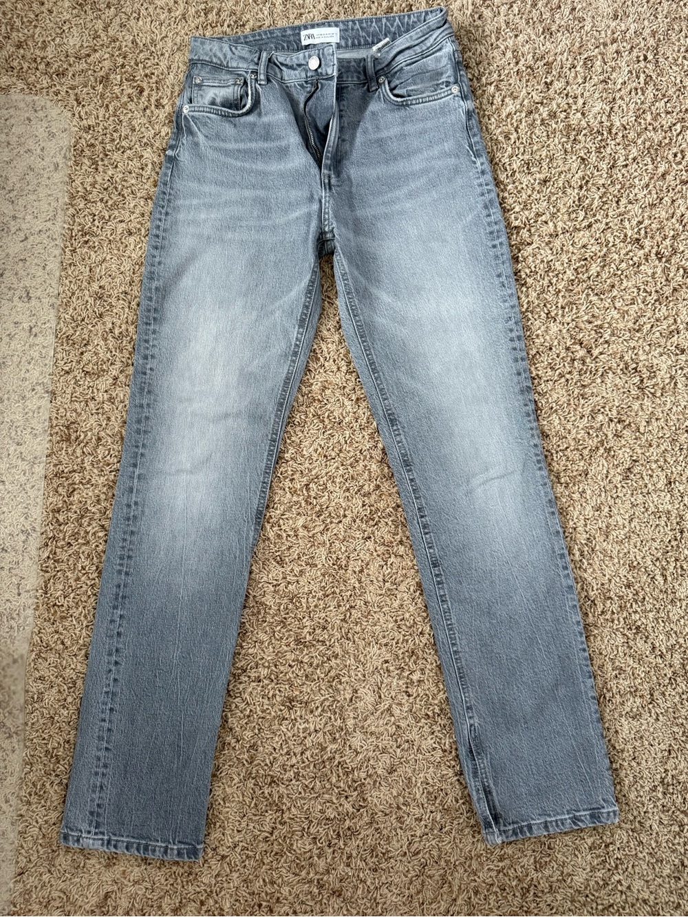 Zara Women's Light Gray Straight Leg Jeans